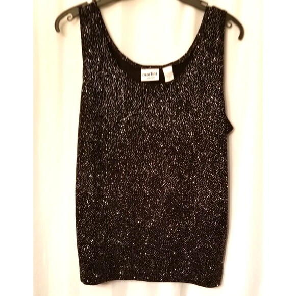 Tops - Chico's Women's Top Shell Sparkle Sleeveless Black Liquid Knit Size Medium
